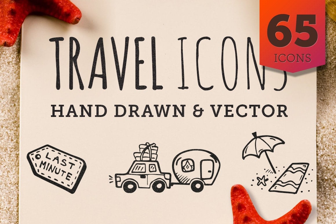 Travel Icons Clipart - 65 Cute Hand Drawn Illustrations - Vector Download
